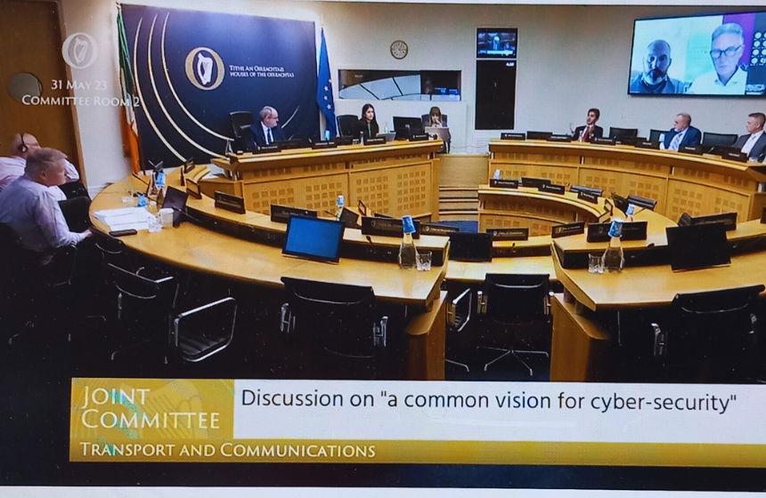 CEO of 4Securitas testified in front of the Oireachtas committee on transport and communications regarding cyber vision for Ireland